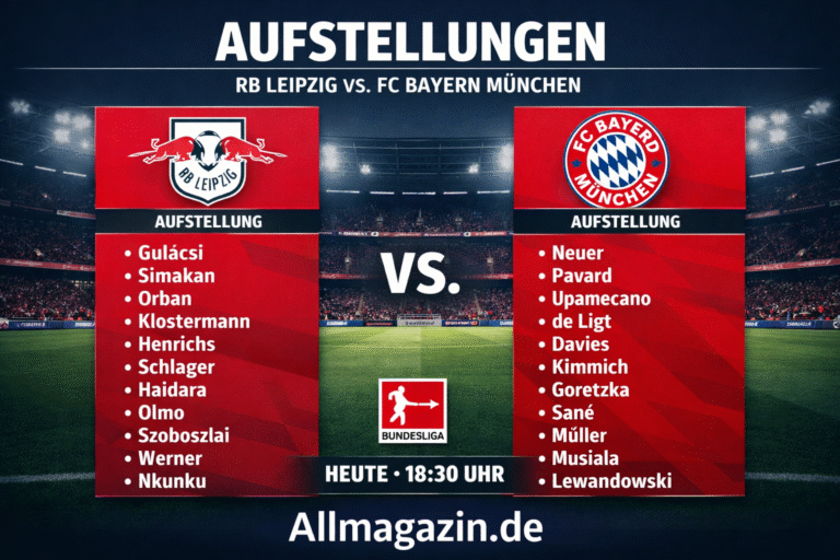 aufstellungen: teilnehmer: rb leipzig gegen fc bayern münchen